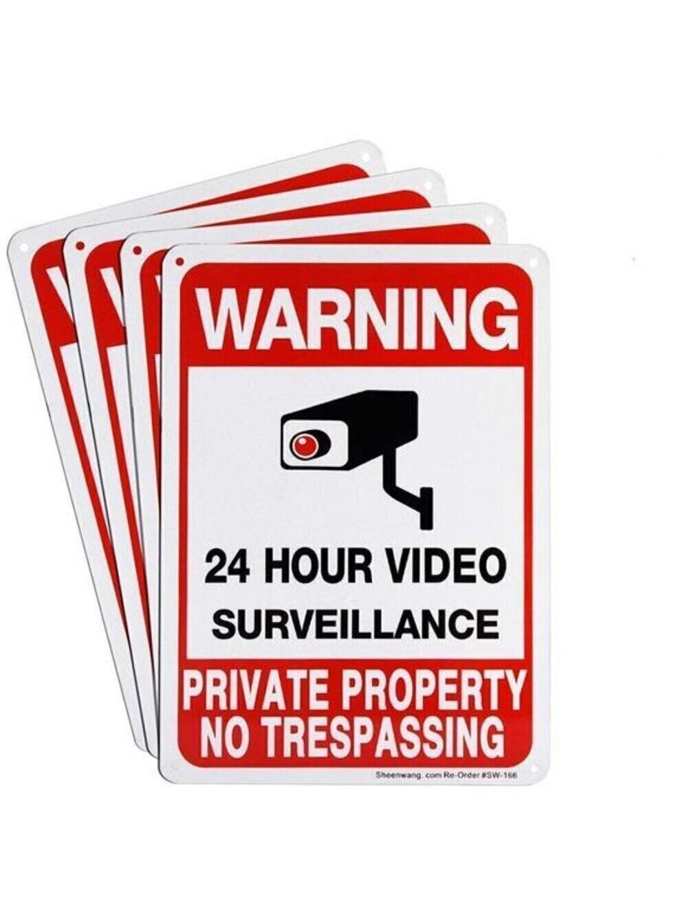 4-Pack Private Property No Trespassing Sign Video Surveillance Yard Security NEW